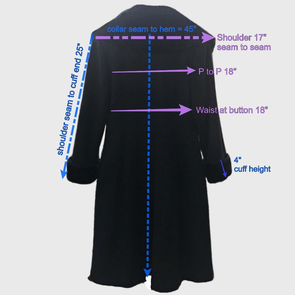 EX+ VTG 30s Style WOOL COAT Faux Fur Cuffs Oversize Collar Fit & Flare STUNNING - Picture 13 of 15